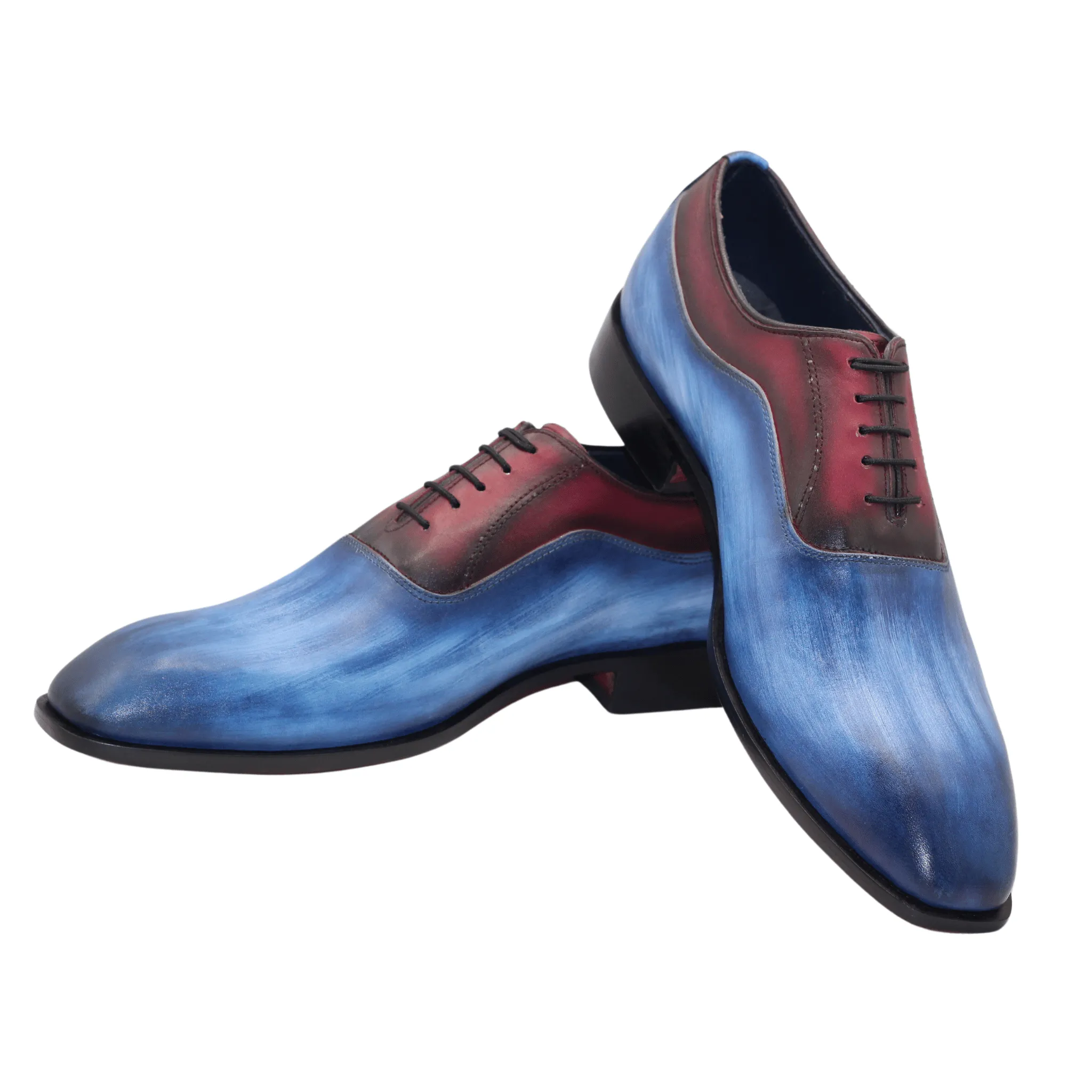 Burgundy & Blue Gradient Whole cut Oxfords – Premium Craftsmanship Bespoke Two-Tone Shoes – Tailored to Your Taste Artisan-Crafted Leather Loafers Shoes Your Impeccable Style Premium Leather Shoes Slip-on Shoes, Whole Cut Shoes, for Mens