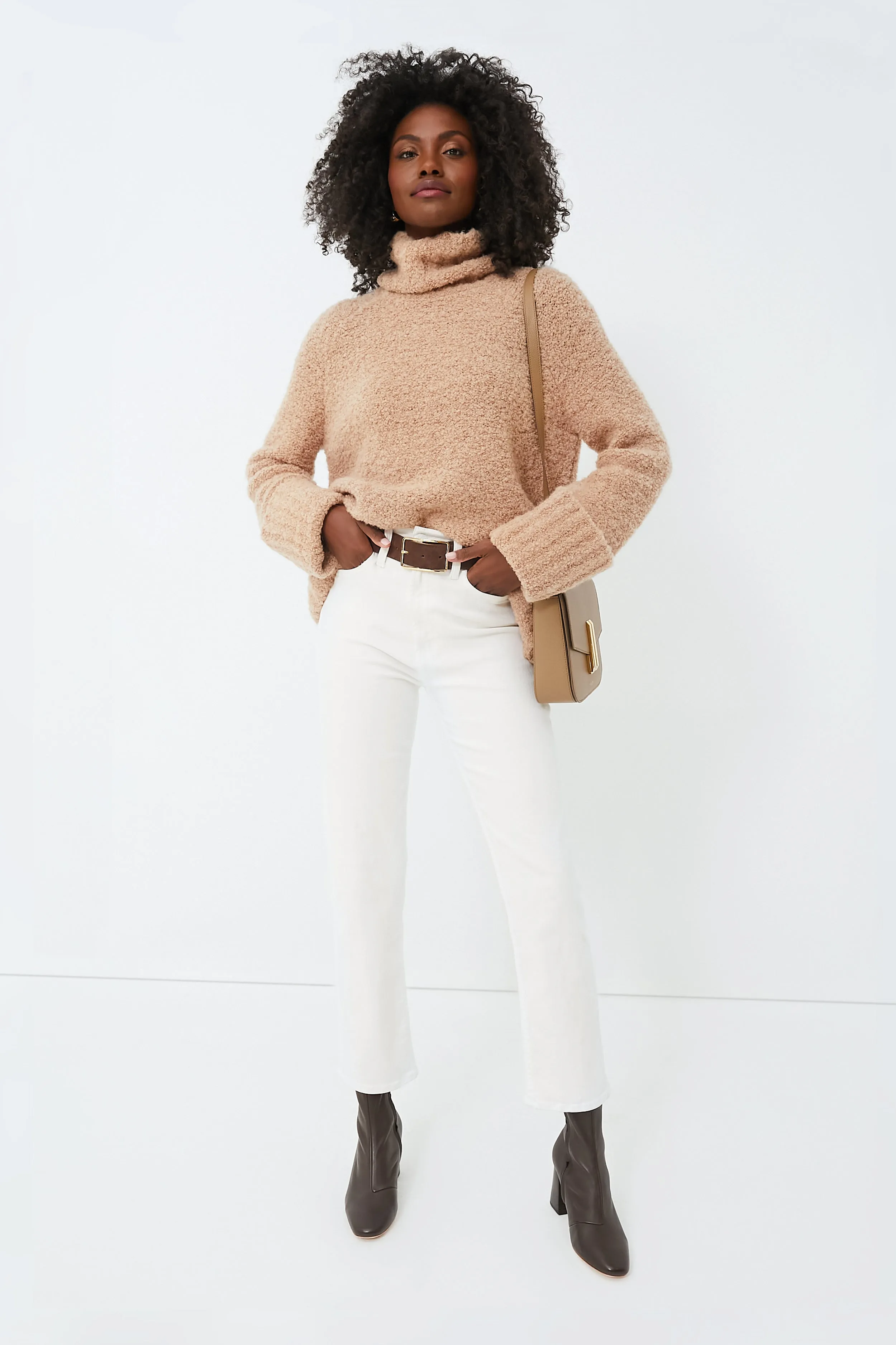 Camel Boucle Theo Turtleneck