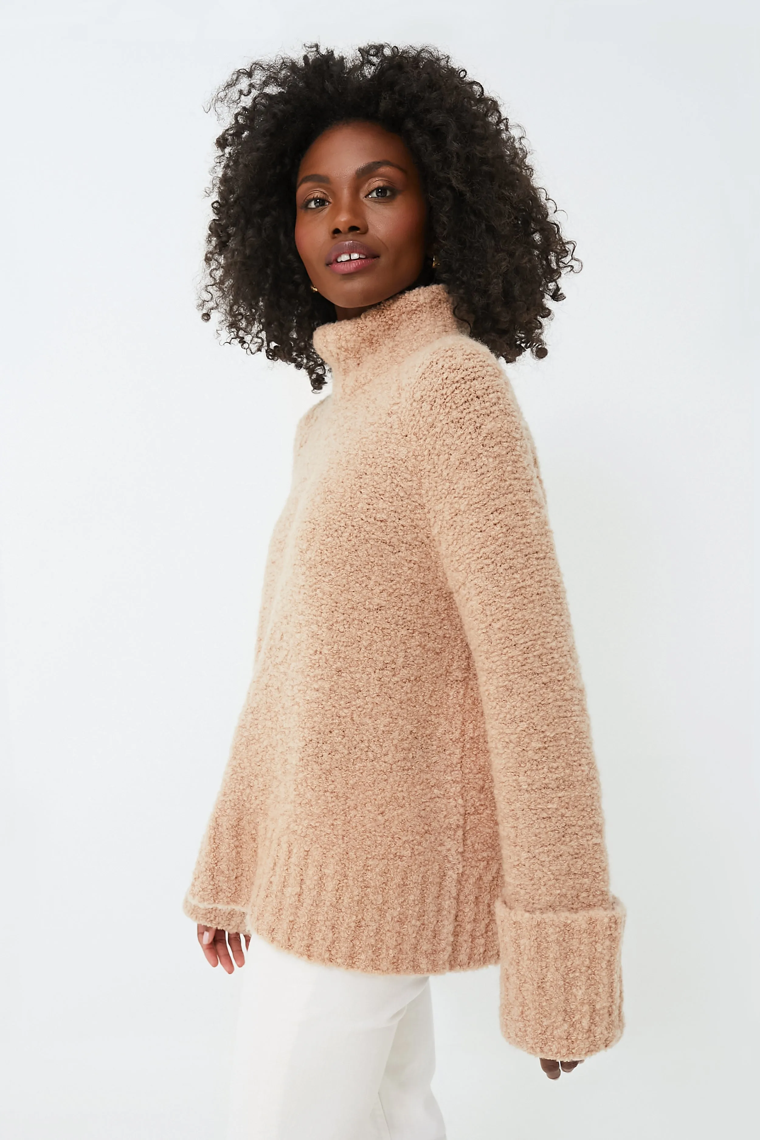 Camel Boucle Theo Turtleneck