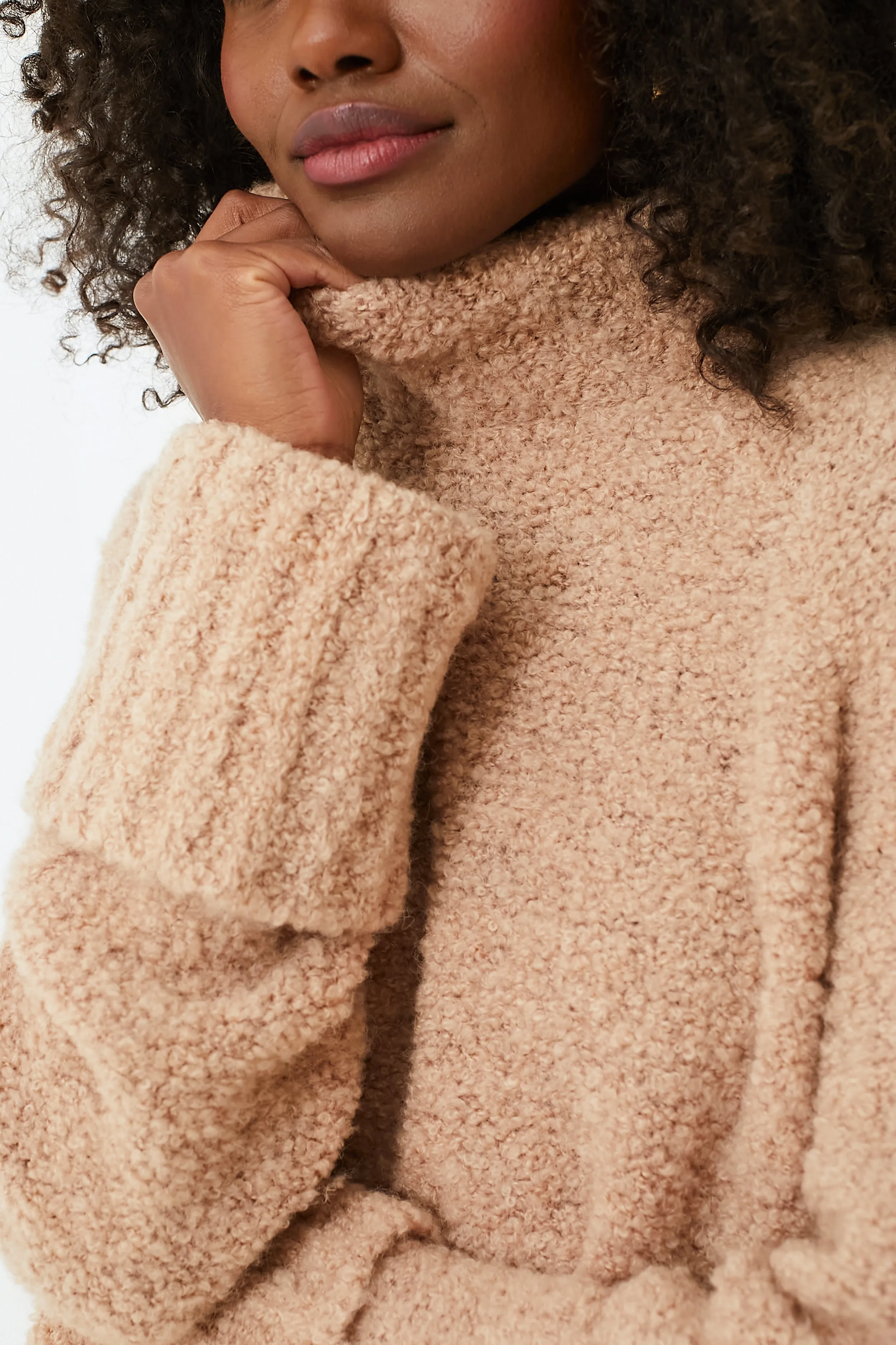 Camel Boucle Theo Turtleneck