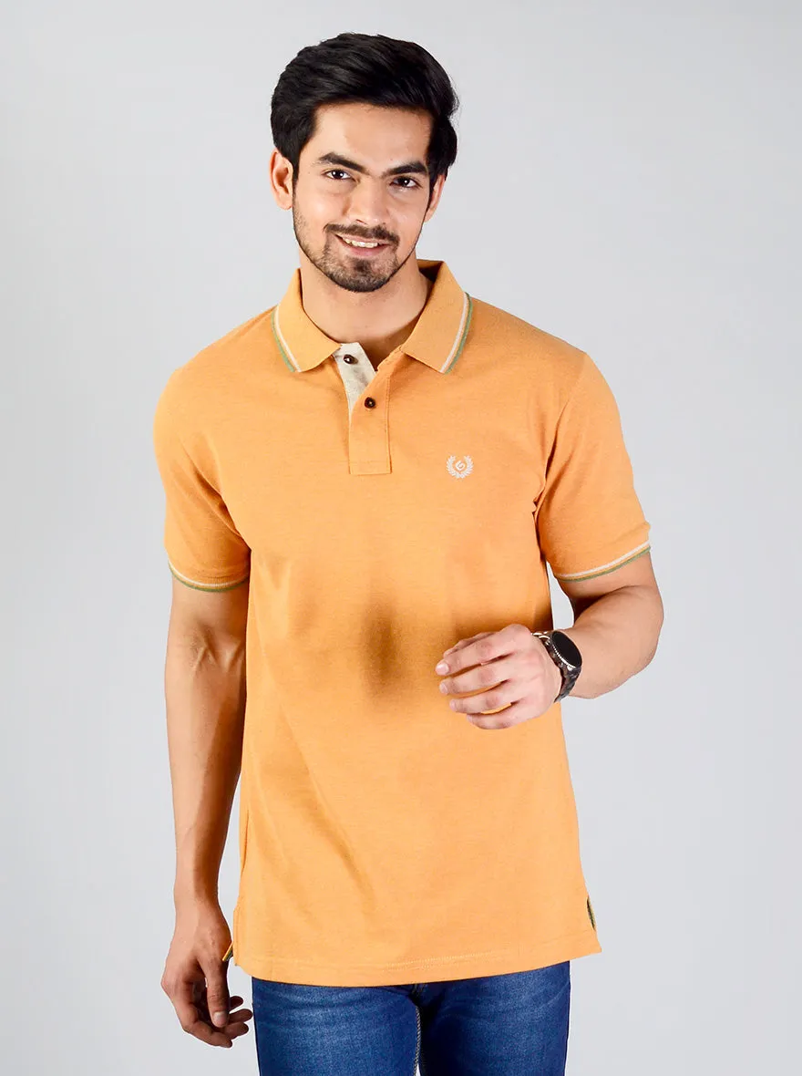 Camel Brown Solid Slim Fit Polo T-shirt | Greenfibre