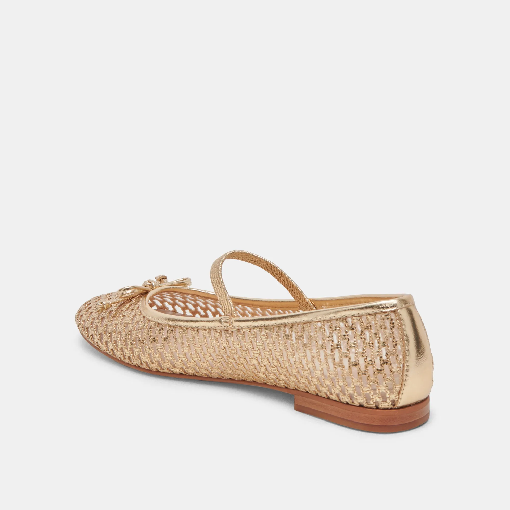 CARIN RAFFIA BALLET FLATS GOLD RAFFIA