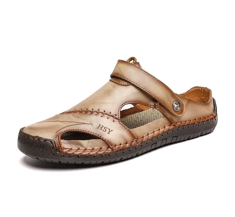 Casual Closed Toe Leather  Adjustable Handmade Sandals