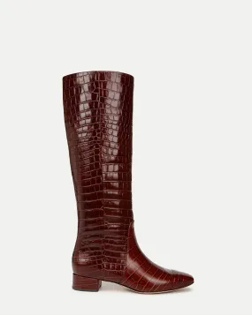 Cecile Croc-Embossed Tall Boot | Wide-Calf