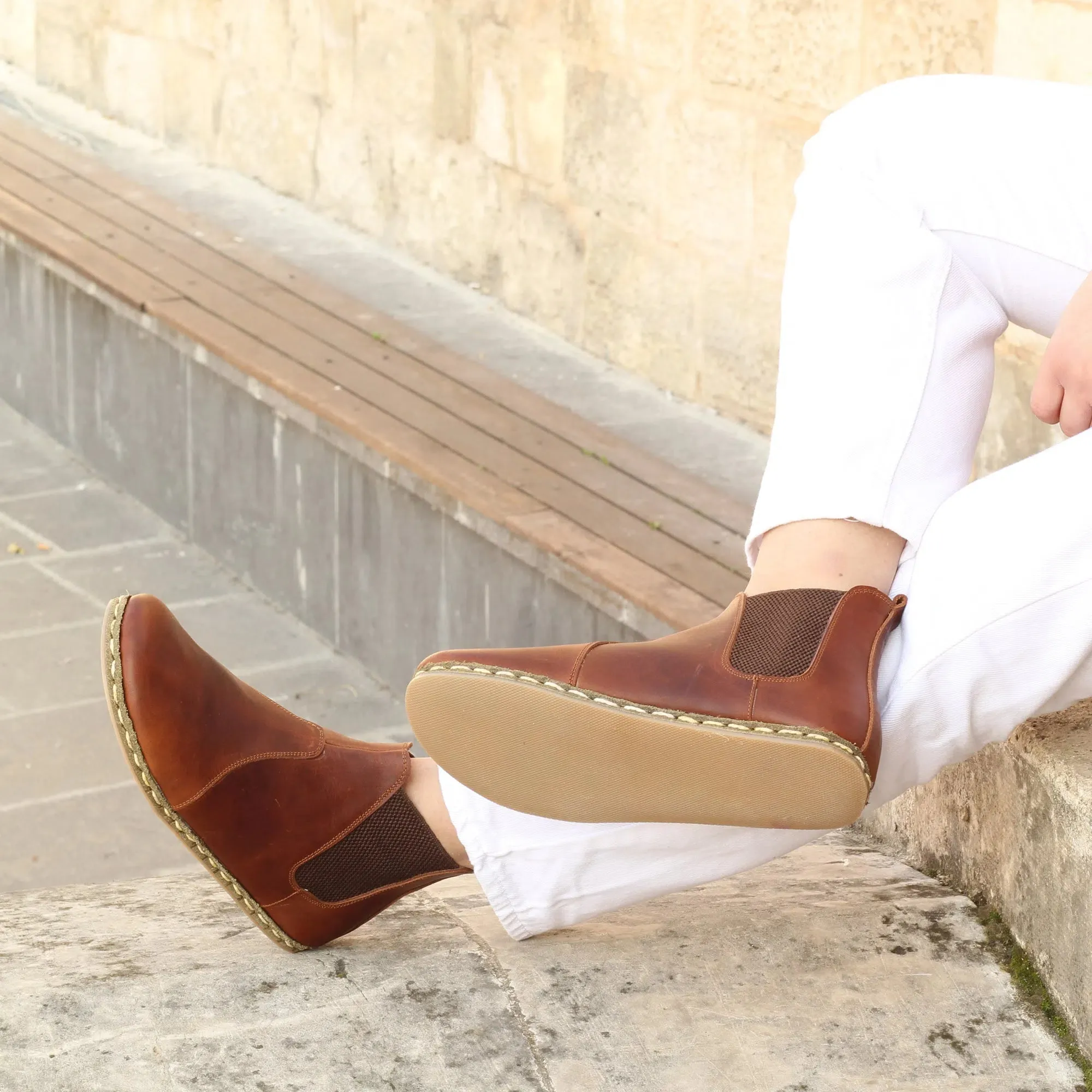 Chelsea Boots Handmade Brown Barefoot Women's