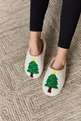 Christmas Tree Cozy Plush Slide Slippers