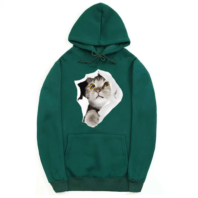 CORIRESHA Cat Lovers Hoodie Casual Long Sleeve Drawstring Teen Cute Sweatshirt Kangaroo Pocket