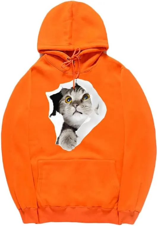 CORIRESHA Cat Lovers Hoodie Casual Long Sleeve Drawstring Teen Cute Sweatshirt Kangaroo Pocket