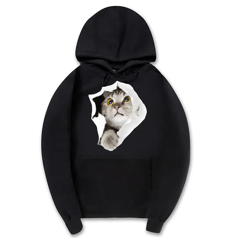 CORIRESHA Cat Lovers Hoodie Casual Long Sleeve Drawstring Teen Cute Sweatshirt Kangaroo Pocket