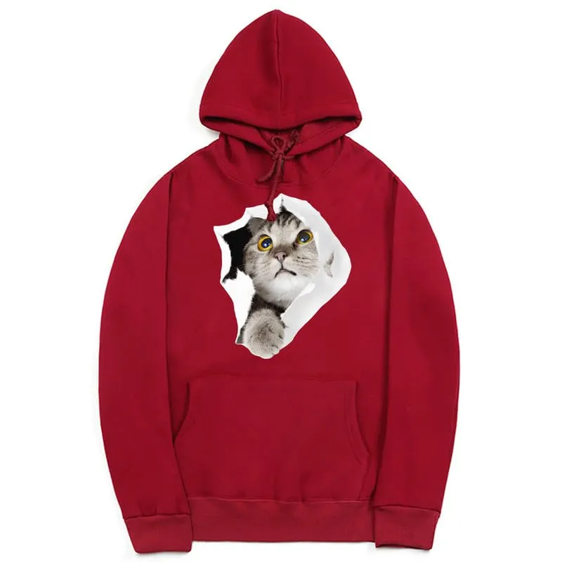 CORIRESHA Cat Lovers Hoodie Casual Long Sleeve Drawstring Teen Cute Sweatshirt Kangaroo Pocket