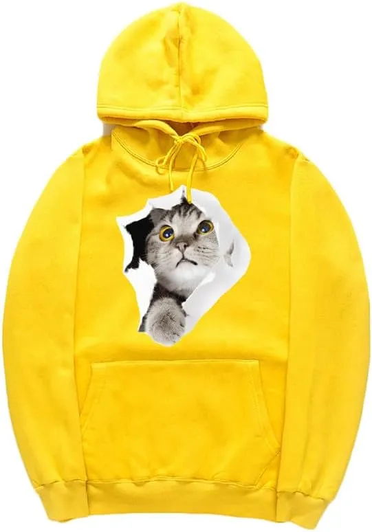 CORIRESHA Cat Lovers Hoodie Casual Long Sleeve Drawstring Teen Cute Sweatshirt Kangaroo Pocket