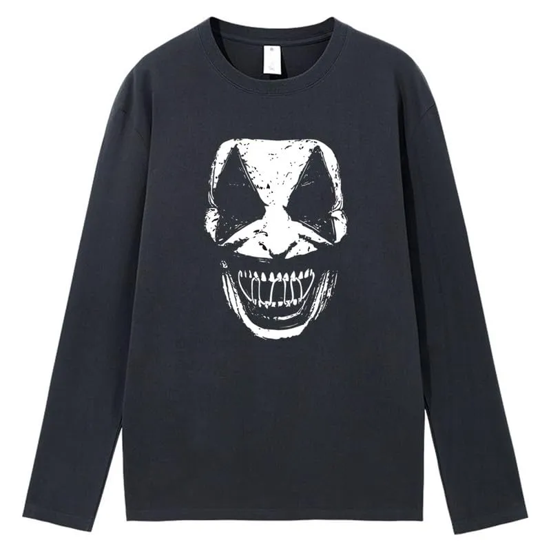 CORIRESHA Halloween Joker Crew Neck Long Sleeve Casual Cotton Teen T-Shirt