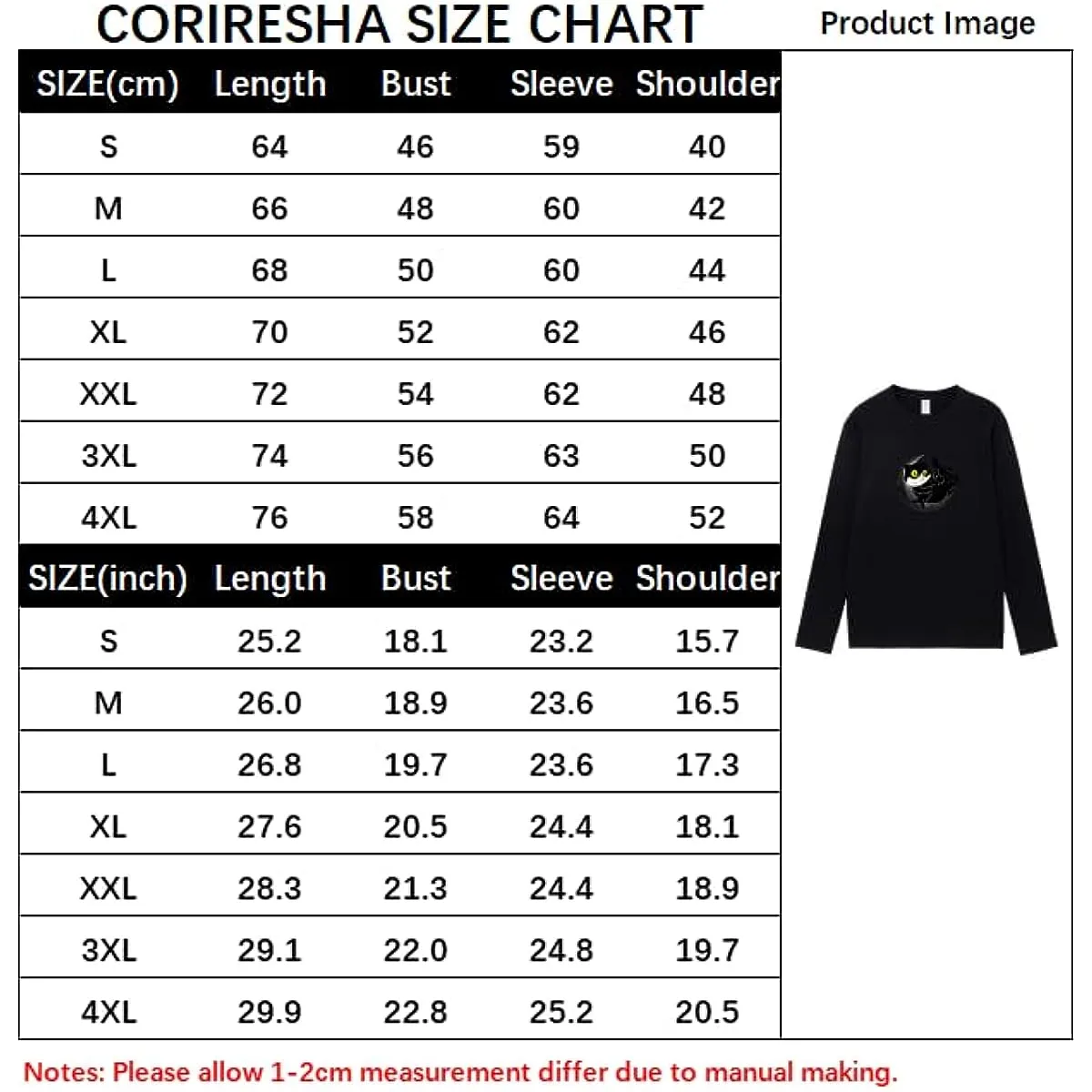 CORIRESHA Teen Fall Funny Cat Moon Crew Neck Long Sleeve Cotton T-Shirt