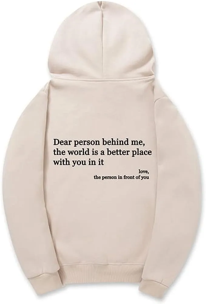 CORIRESHA Teen's You Are Enough Hoodie Dear Person Behind Me Letters Sweatshirt