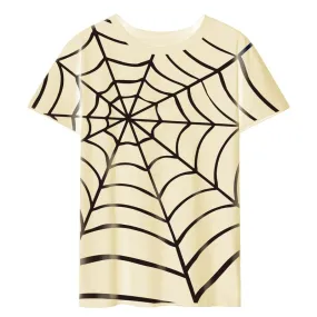 CORIRESHA Women's Y2K Spider Web T-Shirt Short Sleeve Crewneck Casual Halloween Top