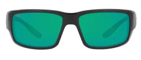 Costa Del Mar Mens Fantail Matte Black Frame - Green Mirror 580 Glass Lens - Polarized Sunglasses