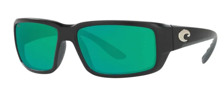 Costa Del Mar Mens Fantail Matte Black Frame - Green Mirror 580 Glass Lens - Polarized Sunglasses