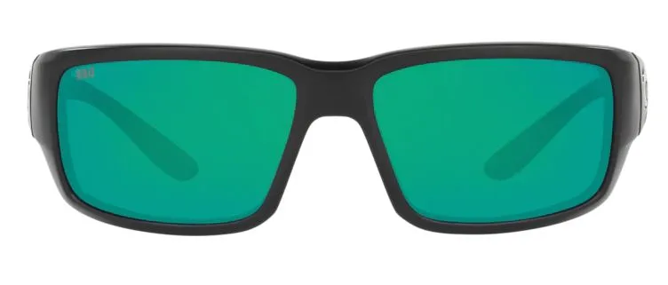 Costa Del Mar Mens Fantail Matte Black Frame - Green Mirror 580 Glass Lens - Polarized Sunglasses