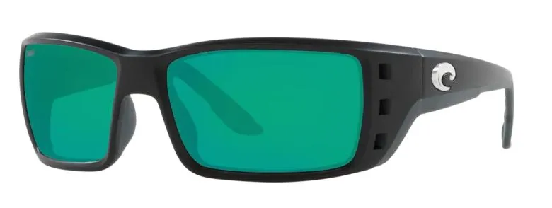 Costa Del Mar Mens Permit Matte Black Frame - Green Mirror 580 Glass Lens - Polarized Sunglasses