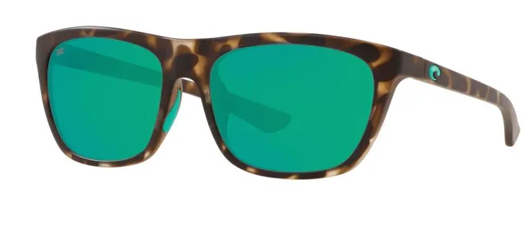 Costa Del Mar Womens Cheeca Matte Shadow Tortoise Frame - Green Mirror 580 Glass Lens - Polarized Sunglasses