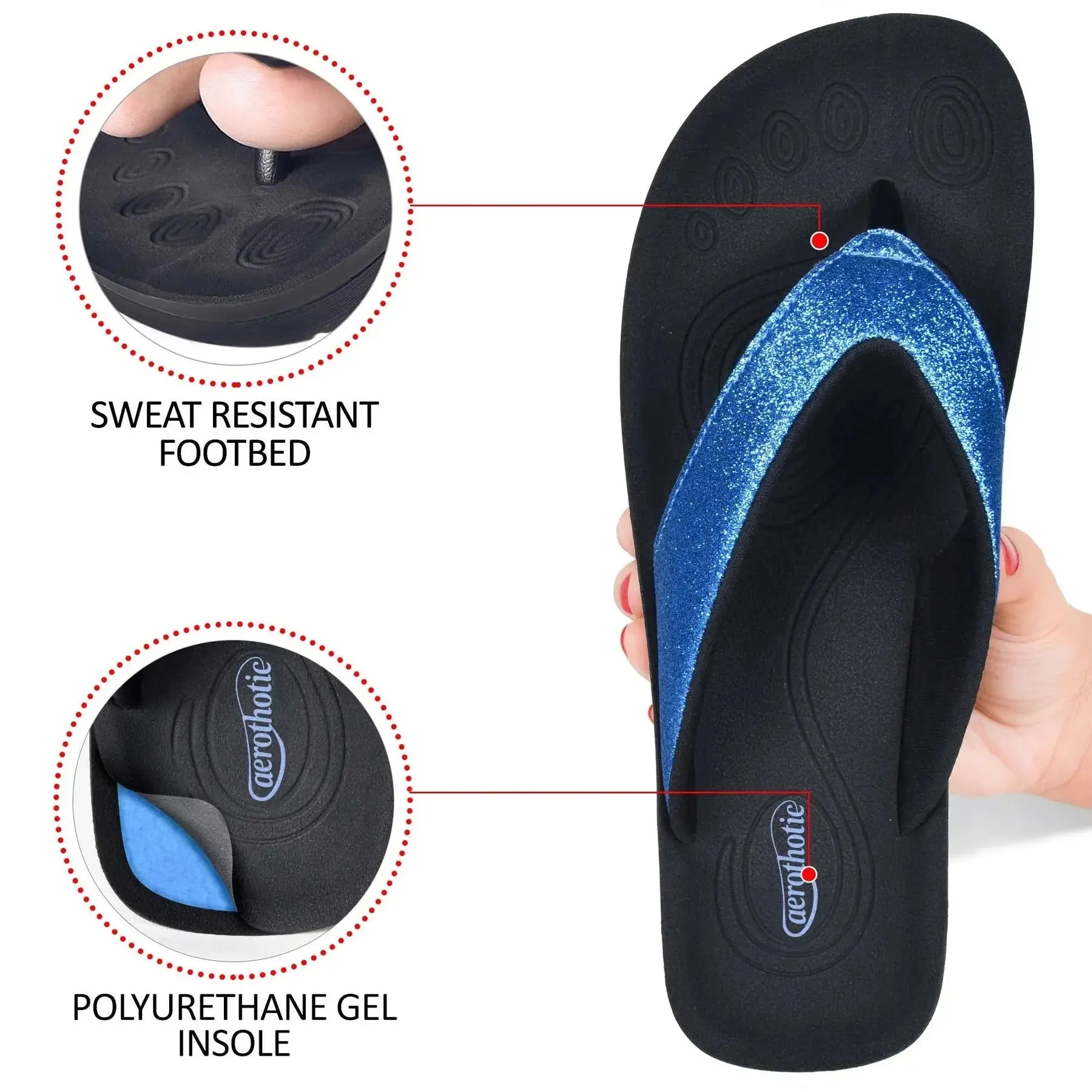 Crystal Mist Women's Orthotic Flip Flop - Blue