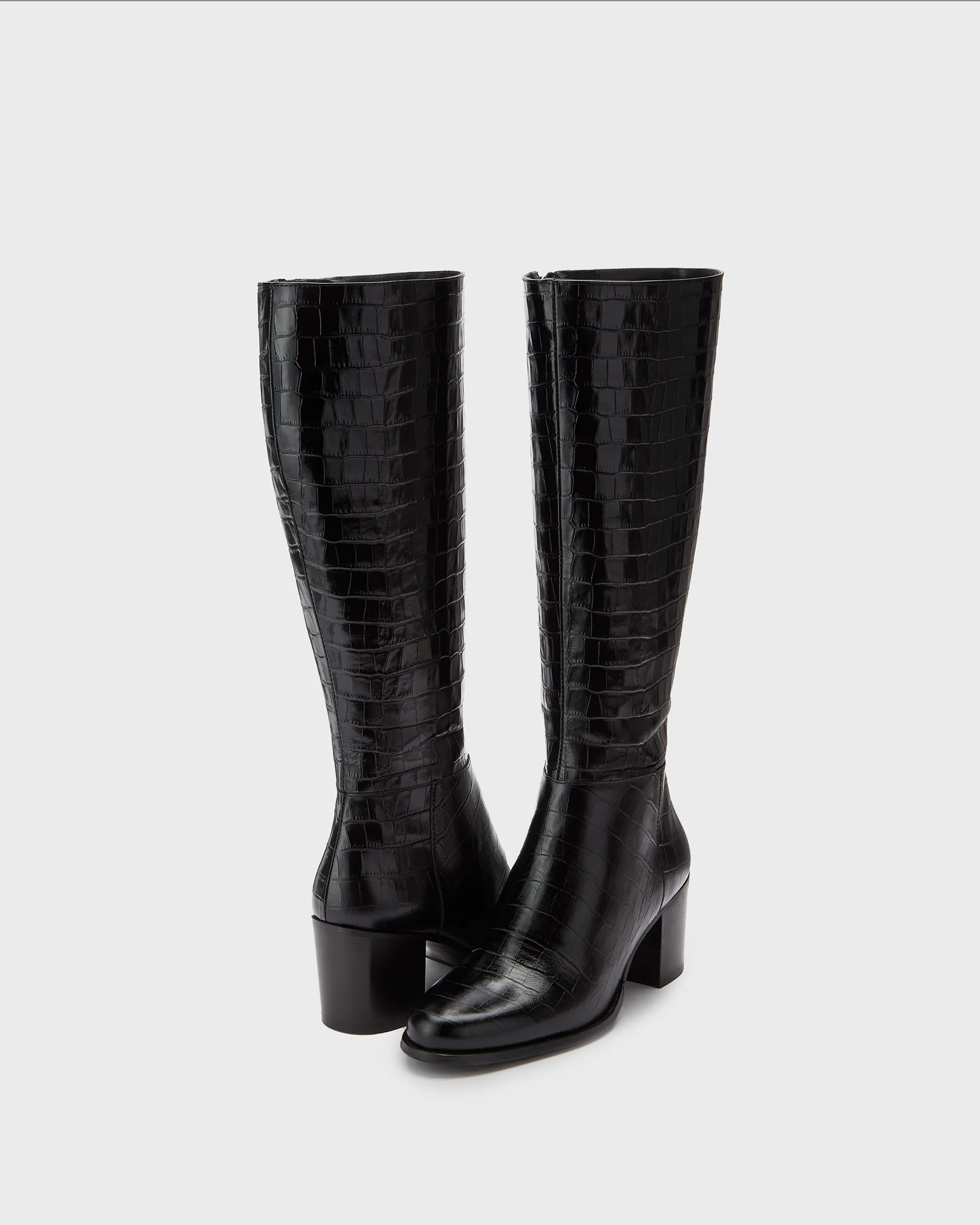 Dalia Standard Knee High Boots in Black Croc