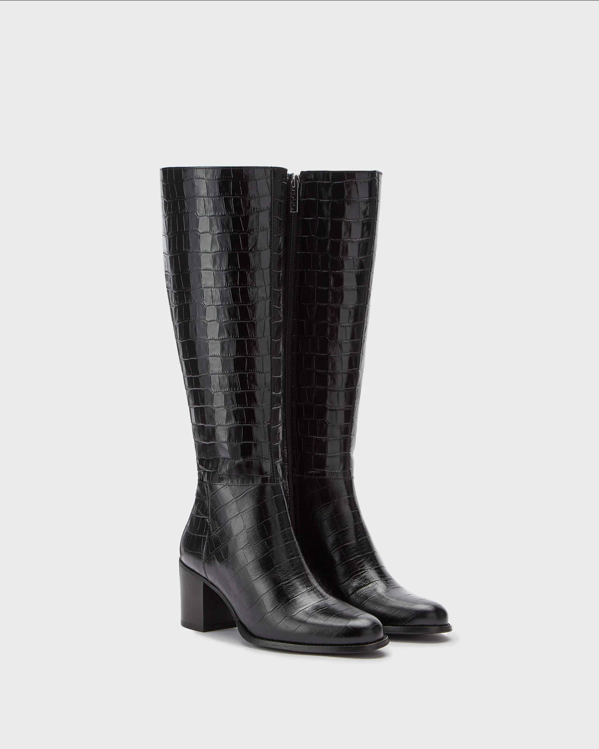 Dalia Standard Knee High Boots in Black Croc