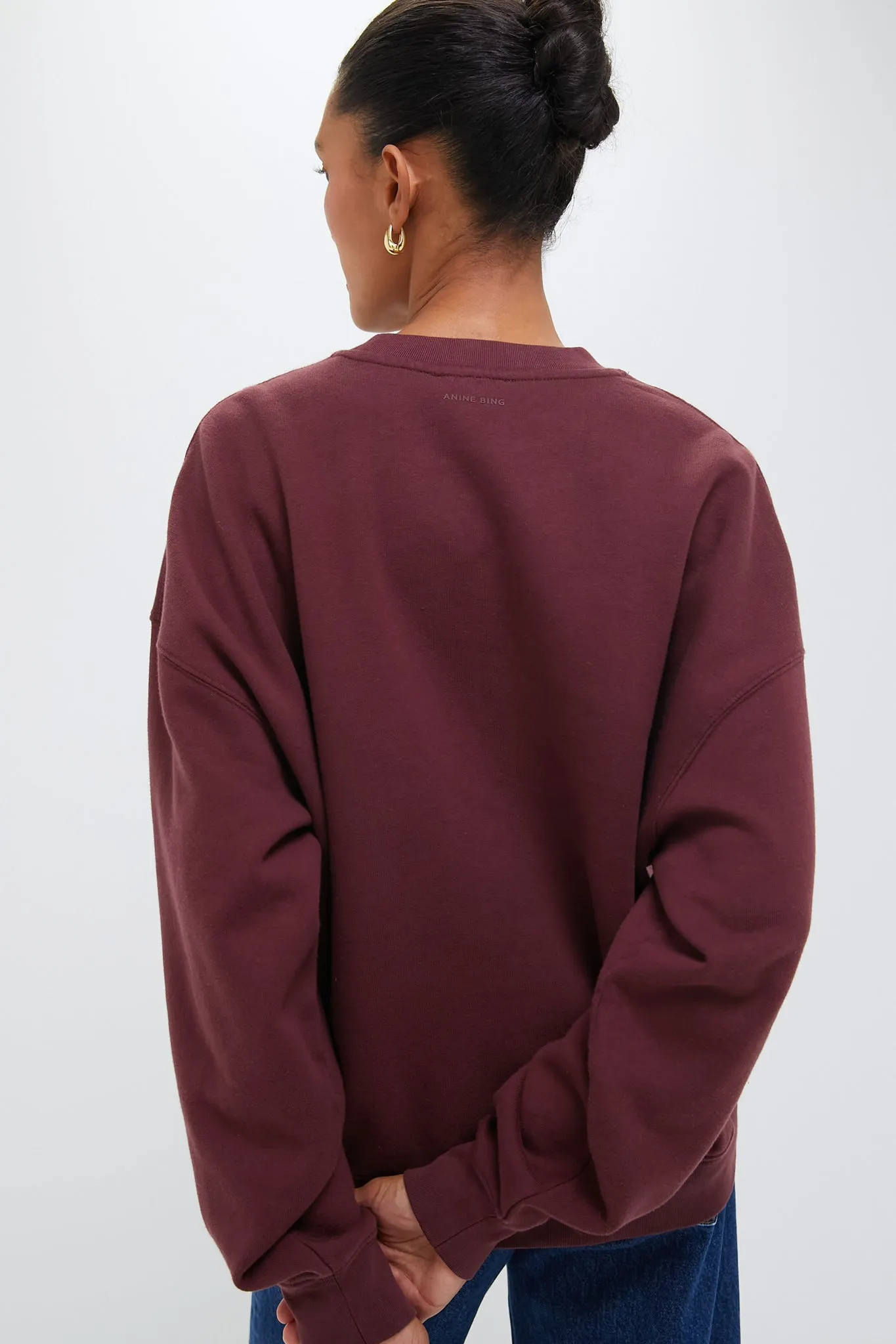 Dark Burgundy Miles Oversized Letterman Sweatshirt