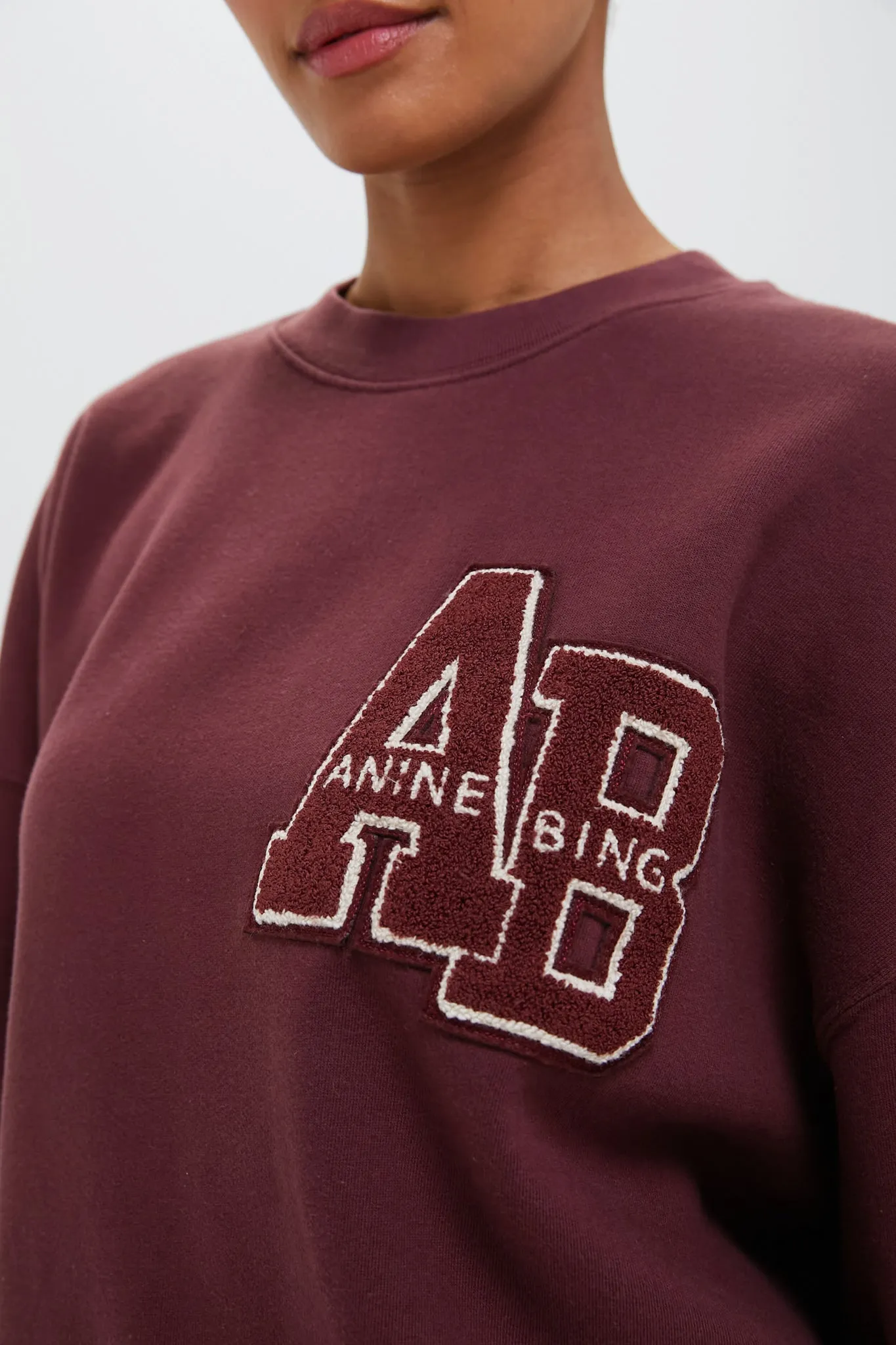 Dark Burgundy Miles Oversized Letterman Sweatshirt