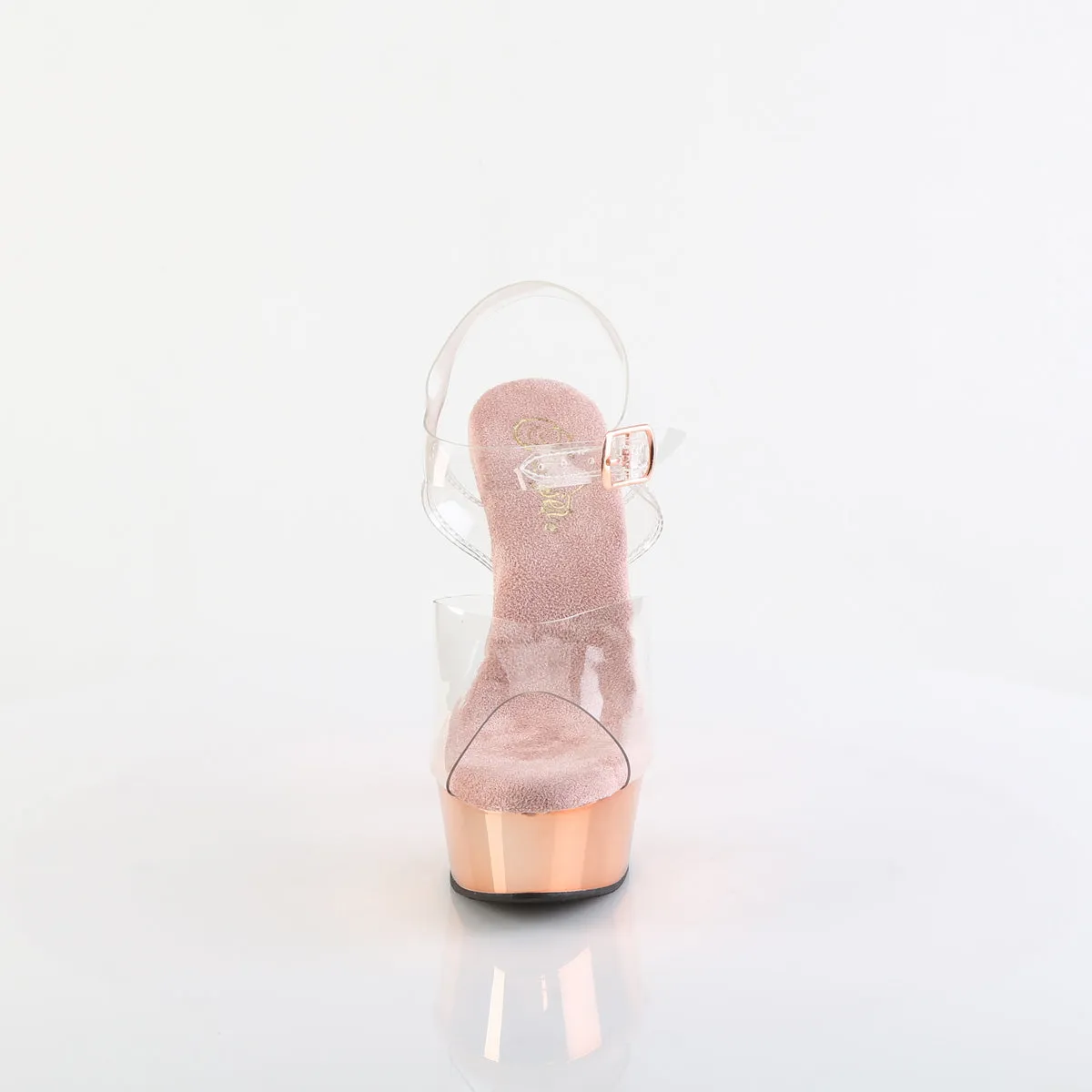 DELIGHT-608 Rose Gold & Clear Ankle Peep Toe High Heel