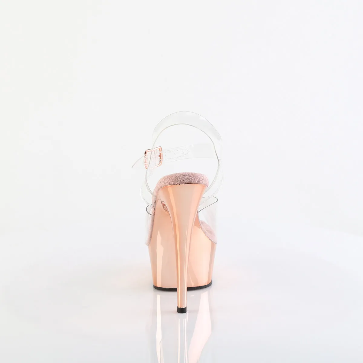 DELIGHT-608 Rose Gold & Clear Ankle Peep Toe High Heel