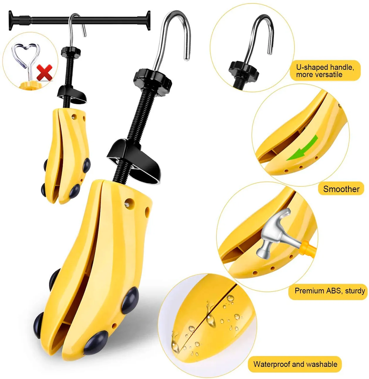 Eachway Shoe Stretcher Shoe Trees,Adjustable Length & Width for Men and Women (Color  Yellow)