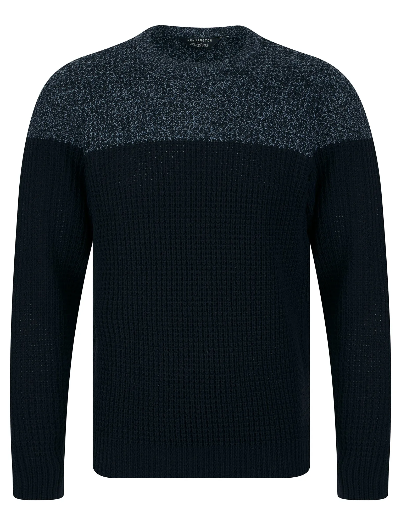 Eden Colour Block Knitted Jumper in Navy / Blue Twist - Kensington Eastside