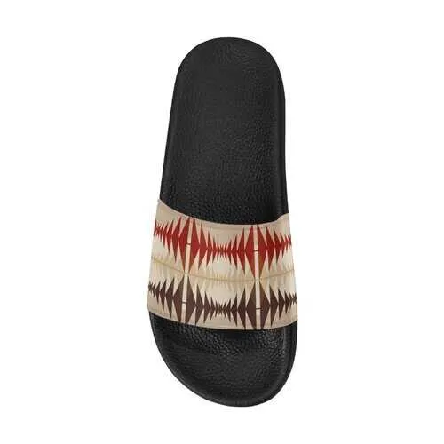 Flip-Flop Sandals, Brown and Beige Aztec Style Women's Slides