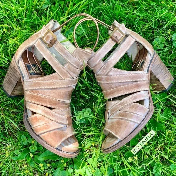 Freebird By Steven Freebird Claw Strappy Boho Western Tan Brown Leather Sandals