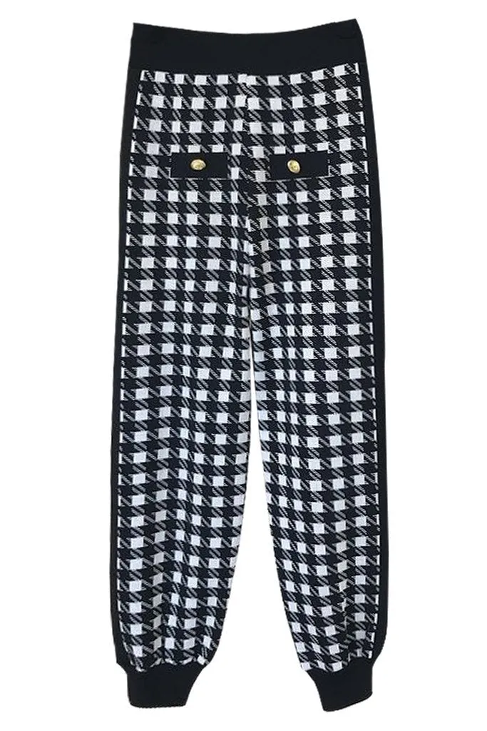 Garda Black and White Houndstooth Jacket and Pants Set