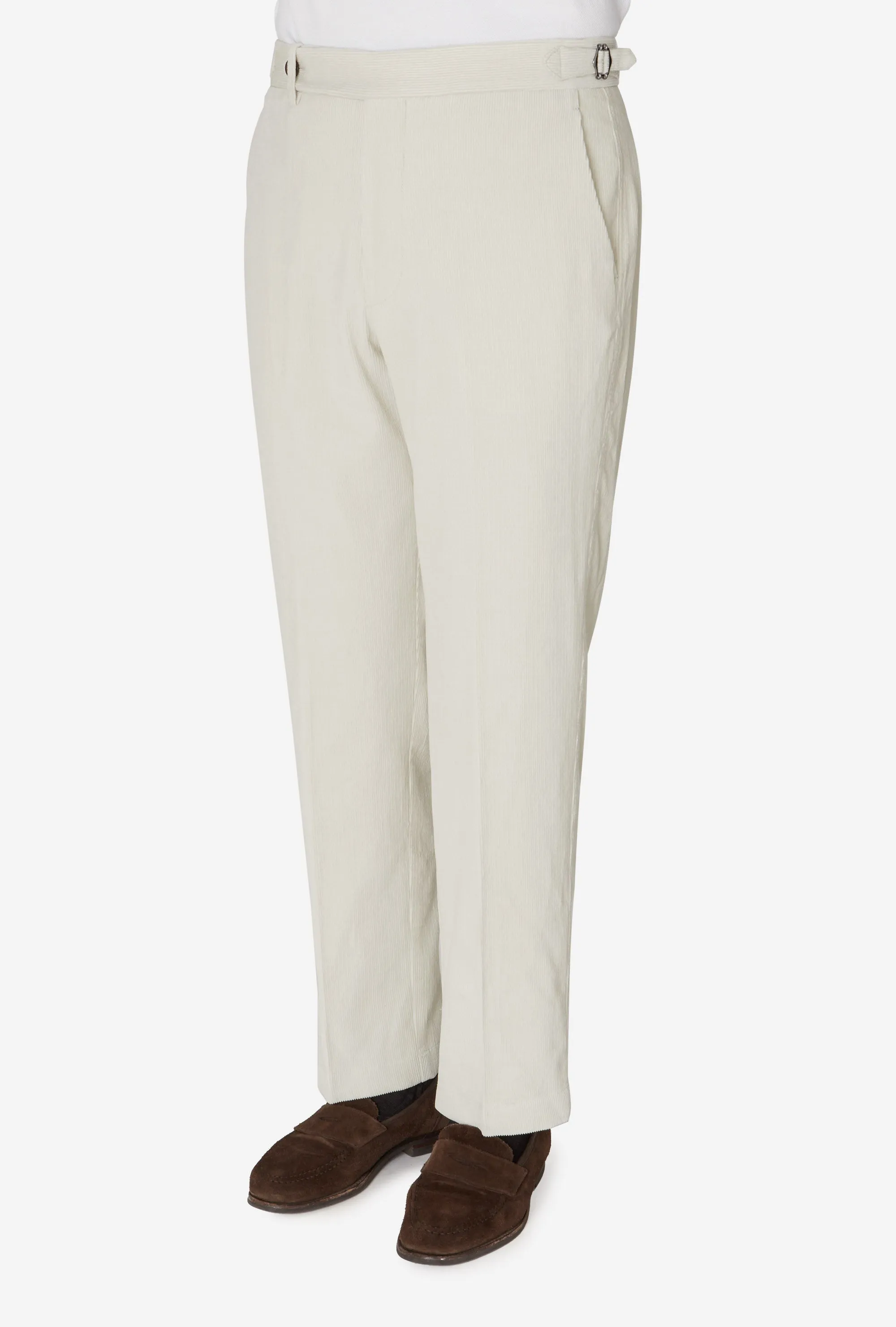 Garment Dyed Flat Front Corduroy Trouser Stone