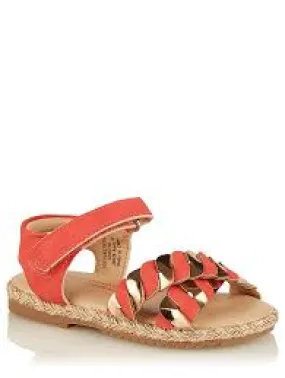 George First Walkers Red Metallic Braid 2 Strap Girls Sandals