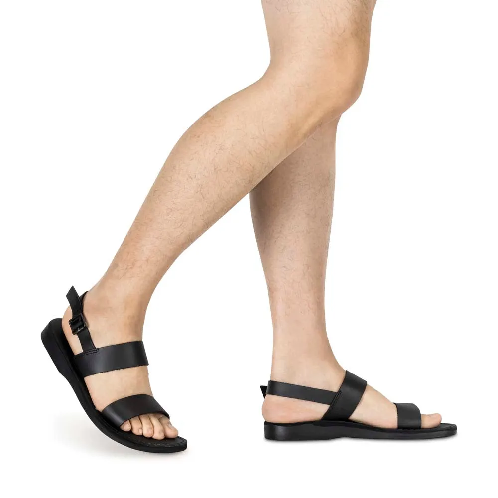 Golan - Leather Two Strap Sandal | Black