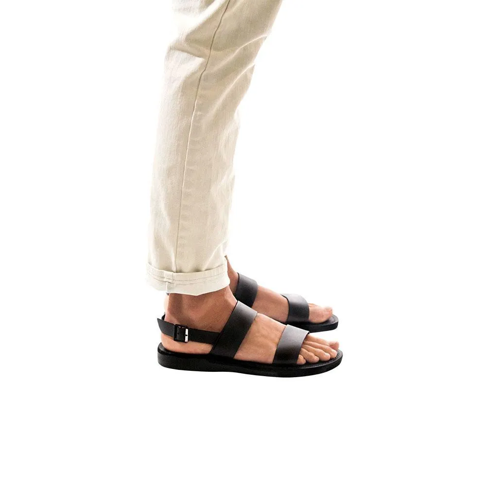 Golan - Leather Two Strap Sandal | Black