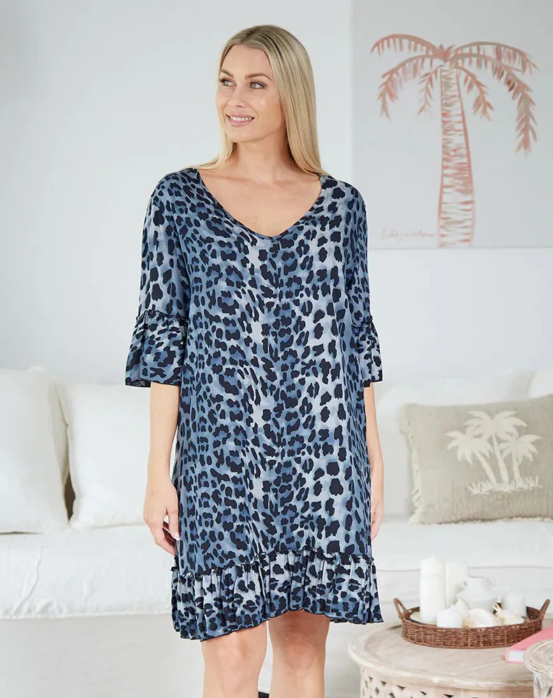 Grey Animal Shift Tunic Dress