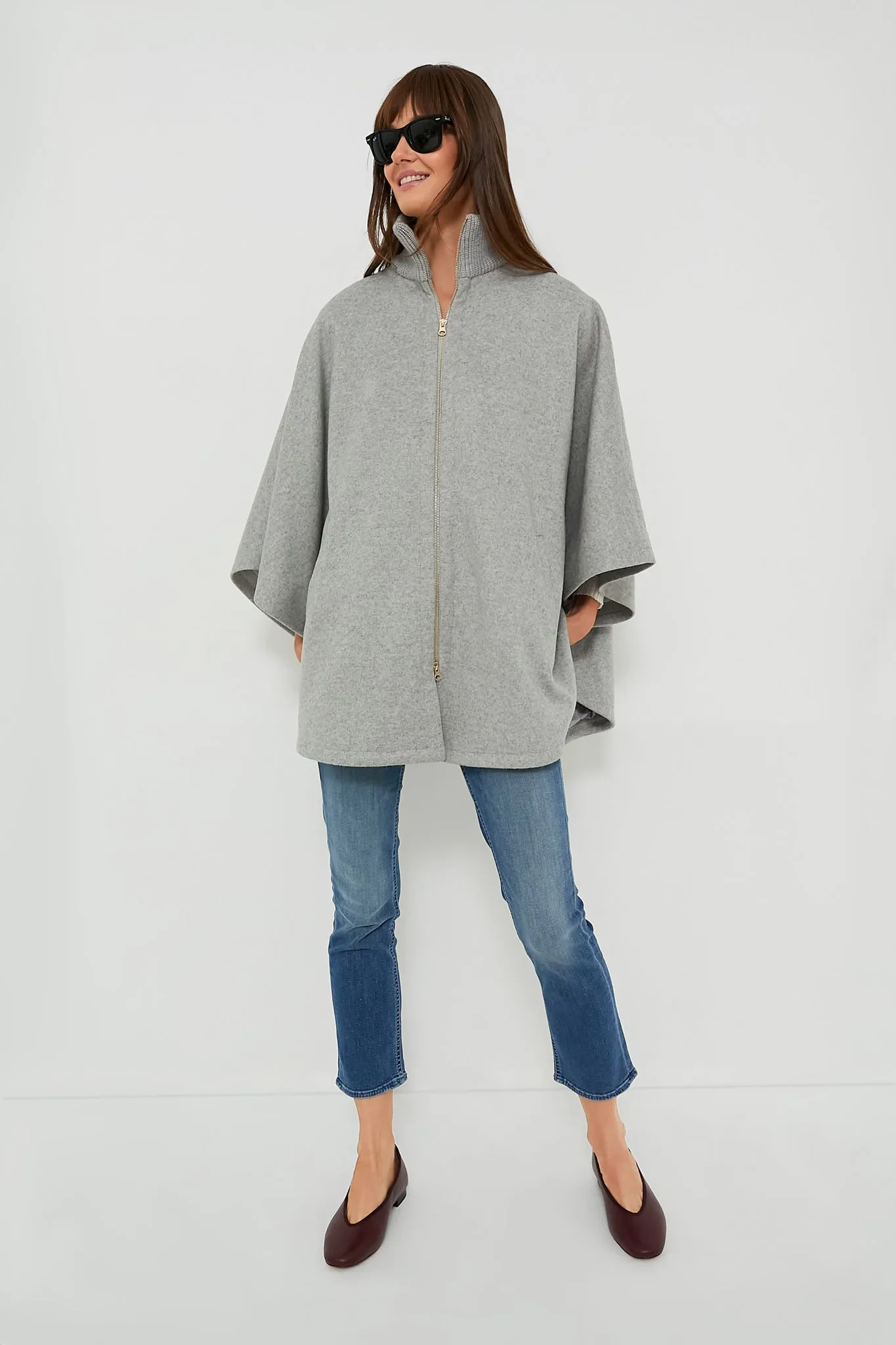 Grey Full Zip Huntington Poncho