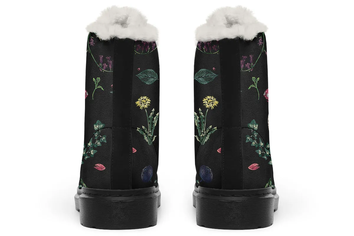 Herbology Winter Boots - Warm Micro-Suede Doc-Style Boots Lined with Vegan Wool