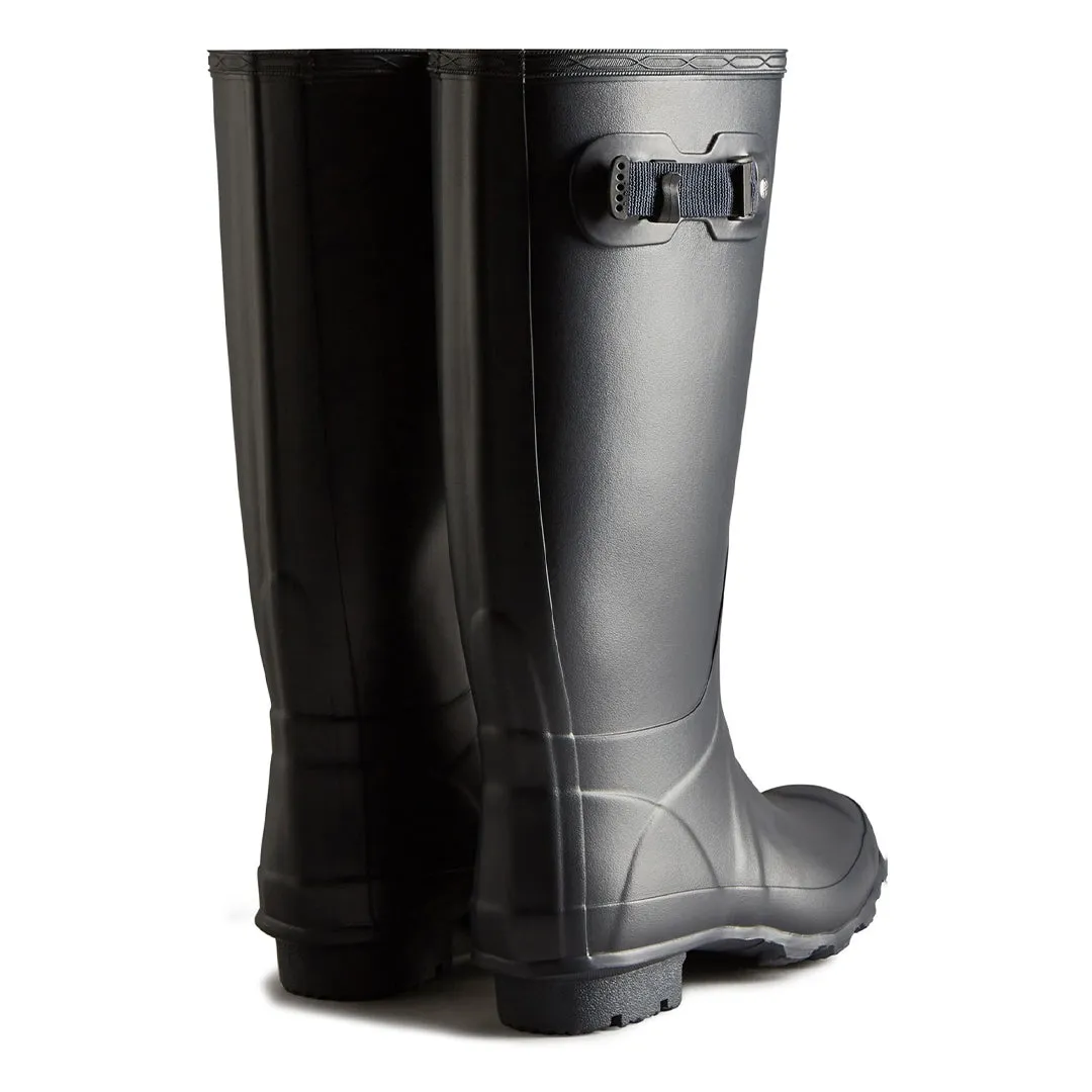 Huntress Wide Leg Wellington Boots - Navy by Hunter