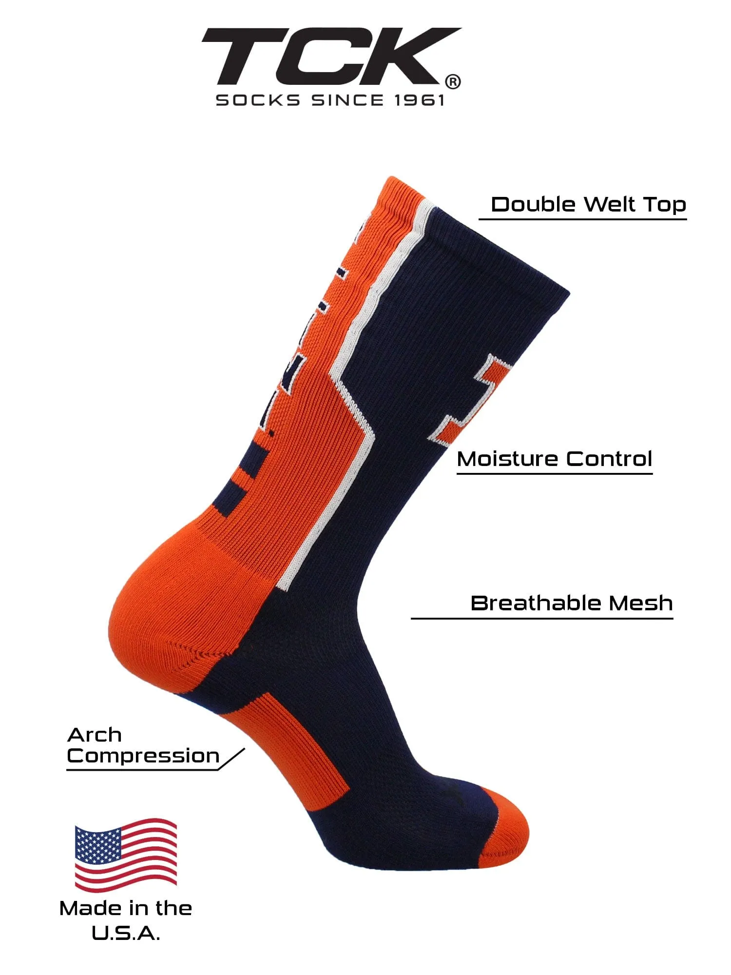 Illinois Fighting Illini Socks Perimeter Crew