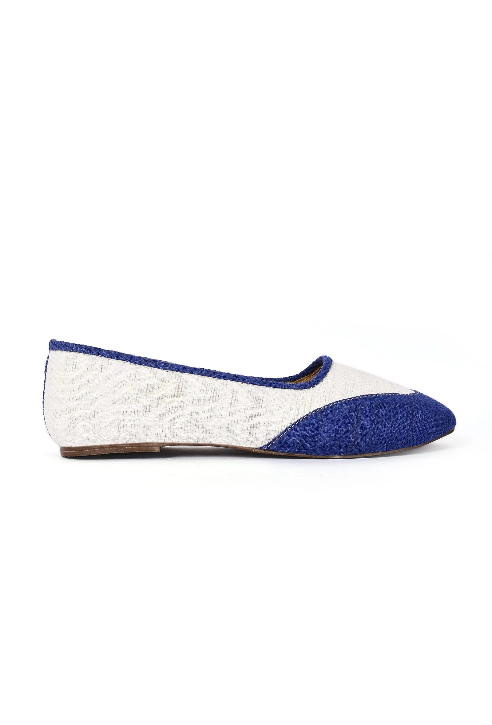 Ink Blue and White Pure Hemp Ballerinas