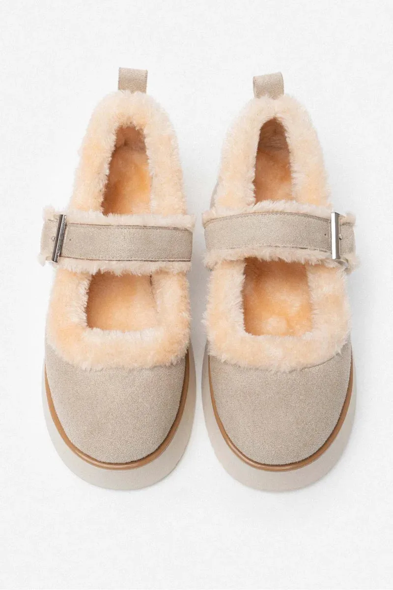 Irene Cozy Buckle Flats