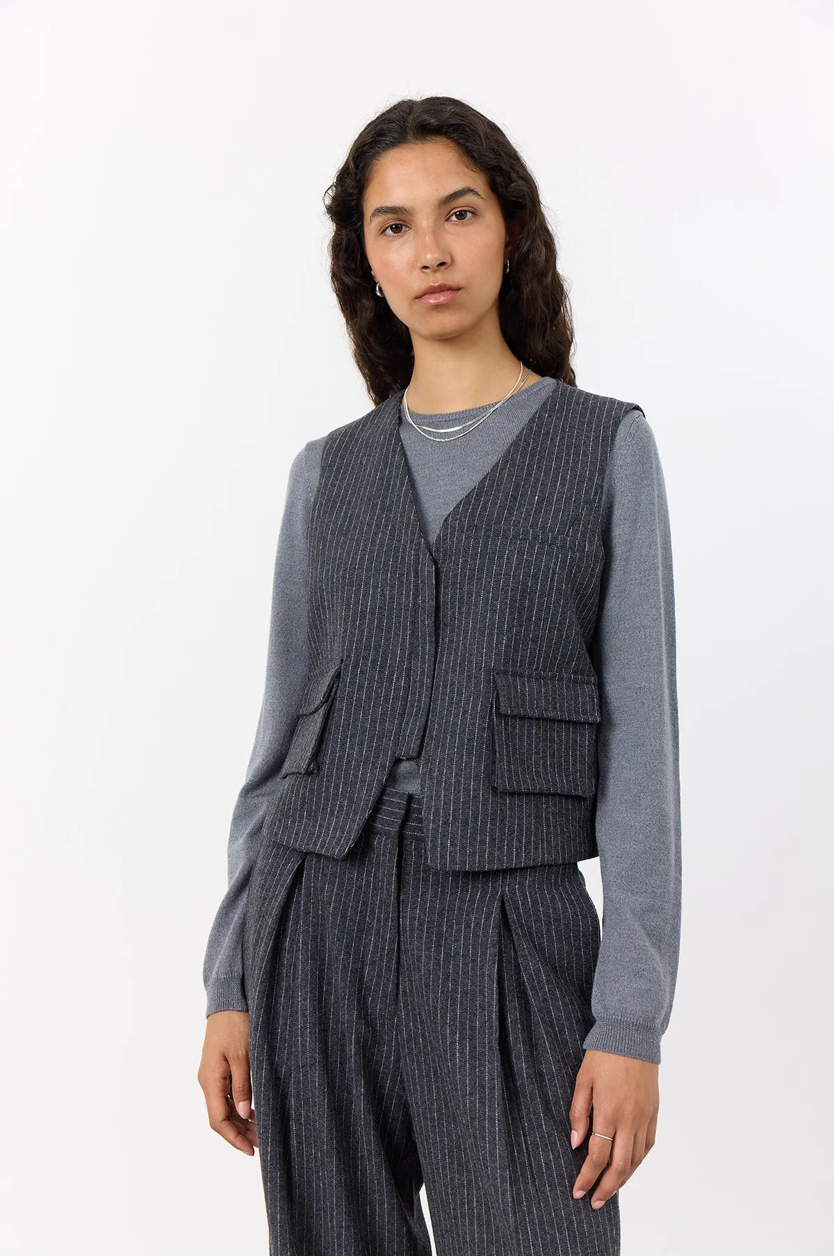 Iris Waistcoat Dark Grey Melange