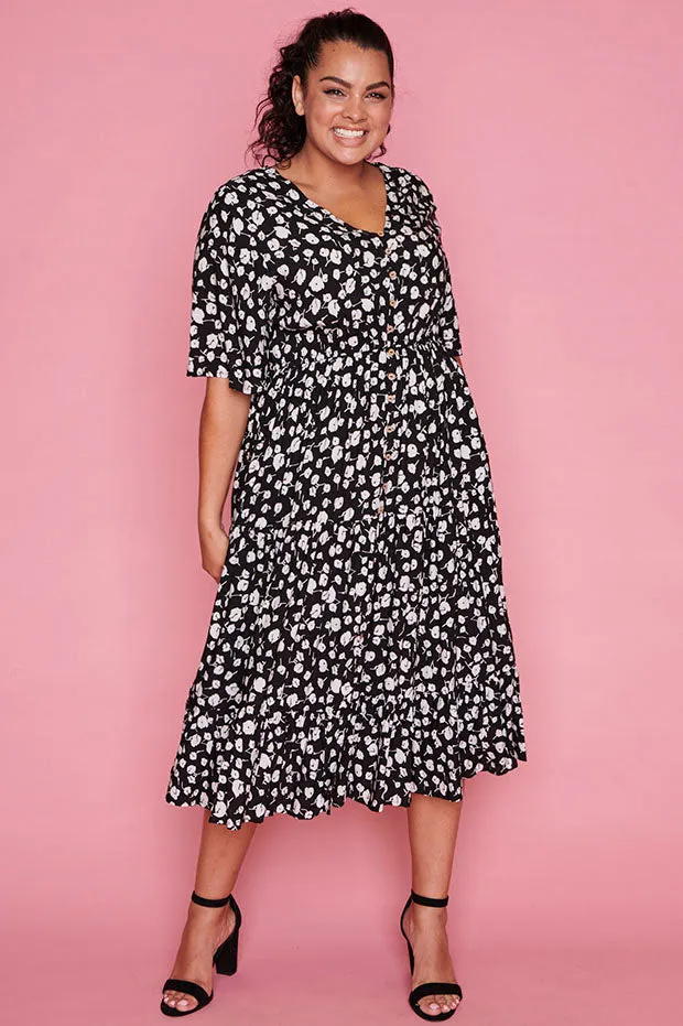 Jessica Black Floral Dress