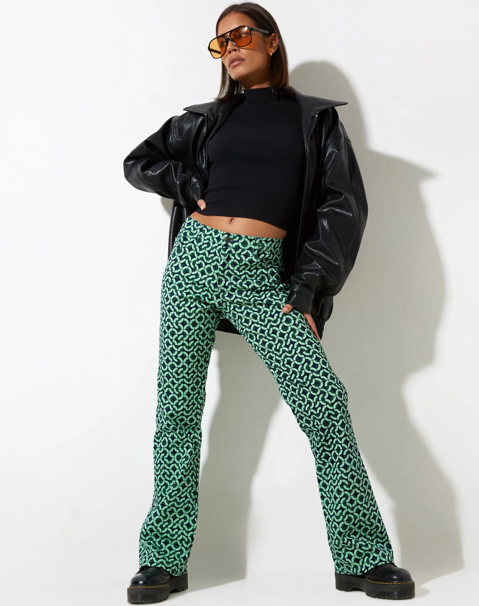 Jopan Trouser in Retro Tile Green